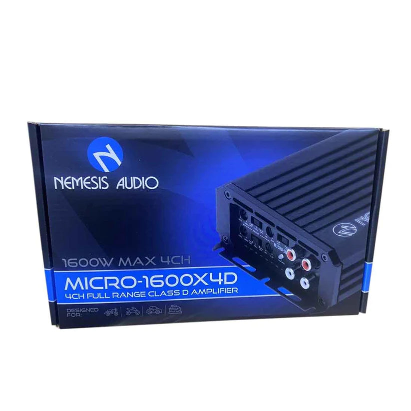 Nemesis Audio MICRO-1600X4 4-Channel Class-D Full Range Car Audio Amplifier 600 Watts