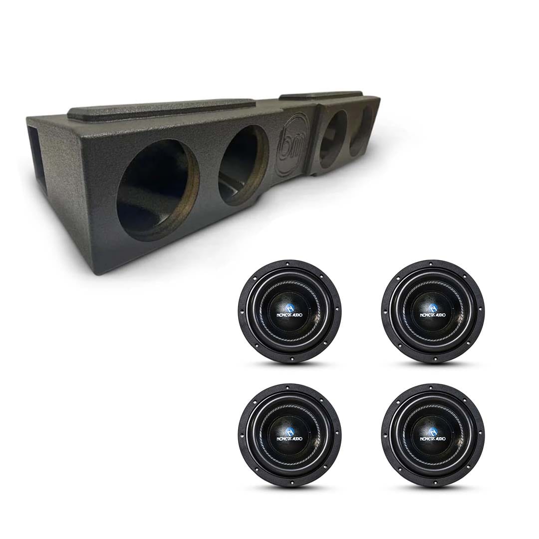 (4) Nemesis Audio NA-8M 700W RMS & Chevy Crew Cab 07-18 Quad 8" Subwoofer Bass Combo