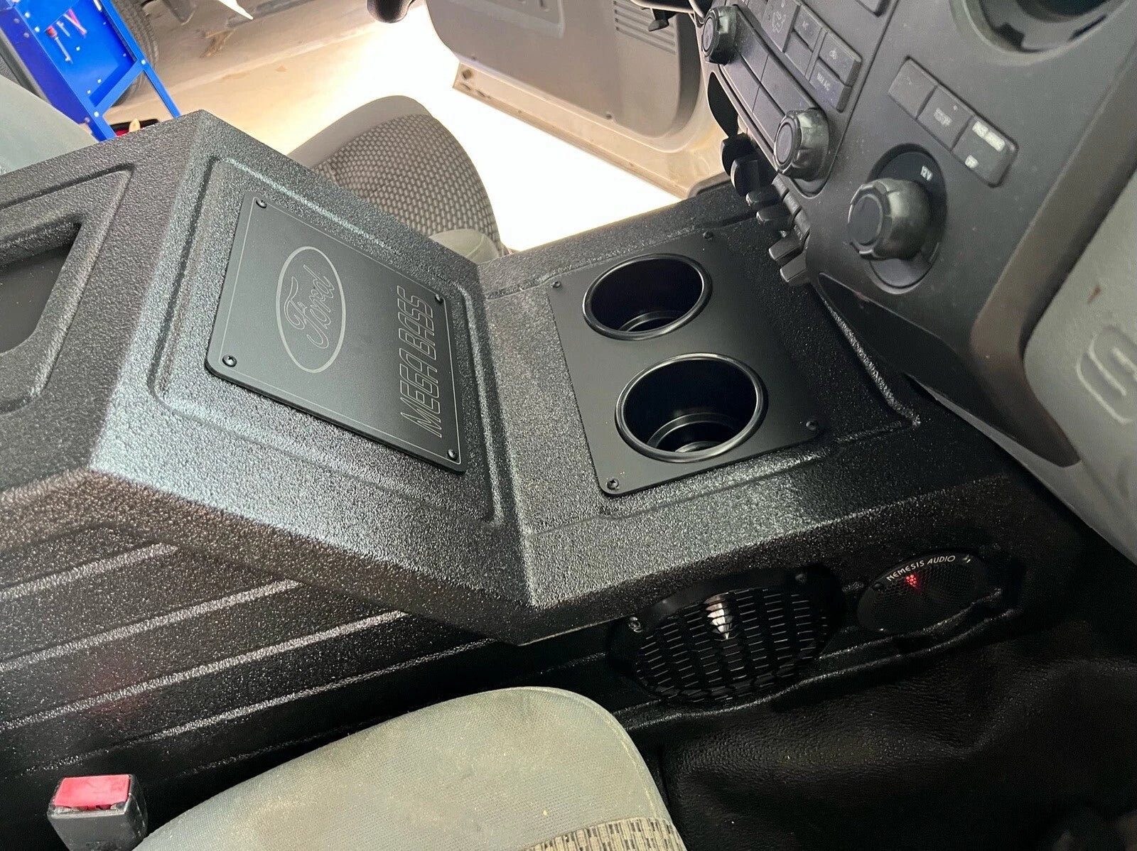 Center Console Enclosure Box Ford F-250 2008-2016 Ported 12"