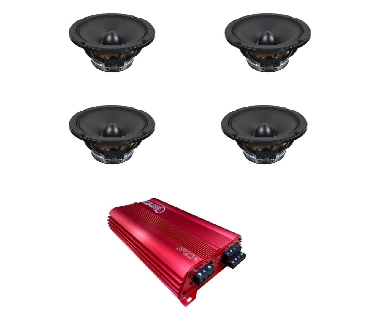 (4) Supreme Sounds Pro Neo 6.5" & (1) JP234 4-Channel Amplifier Combo