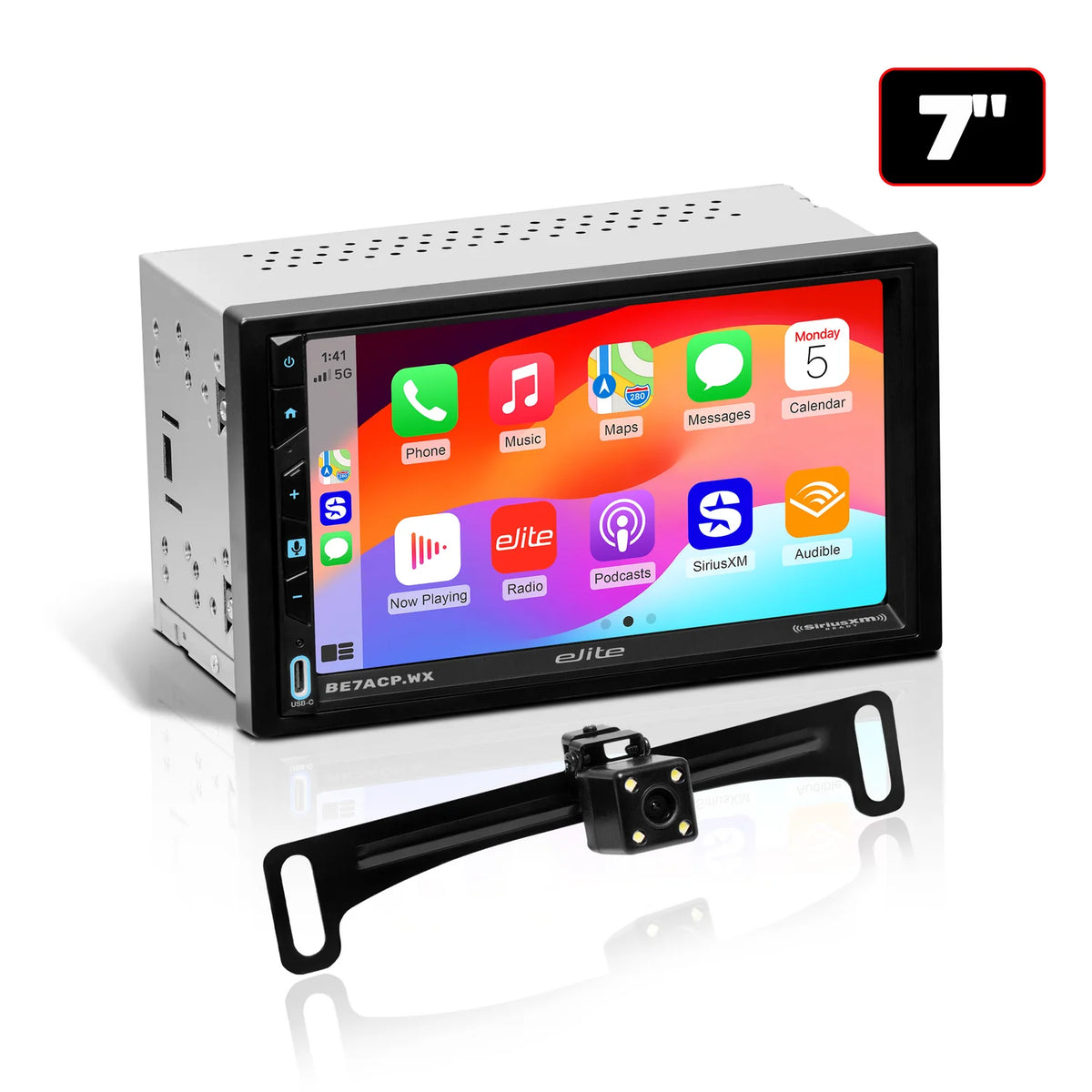Boss Elite BE7ACP.WXC 7" Double DIN Touchscreen Digital Multimedia Receiver w/ Bluetooth, Wireless Apple CarPlay, Android Auto, and Built-in SiriusXM Ready
