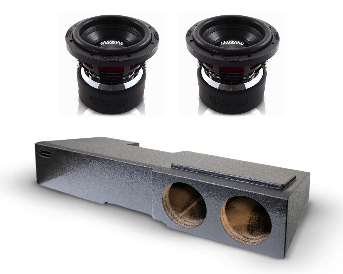 (2) Sundown Audio X8 v4 & GM Crew Cab 14-18 Dual 8" Subwoofer Box Combo