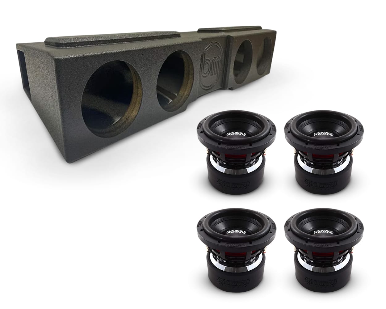 (4) Sundown Audio X8 v3 & Chevy Crew Cab 07-18 Quad 8" Subwoofer Box Combo