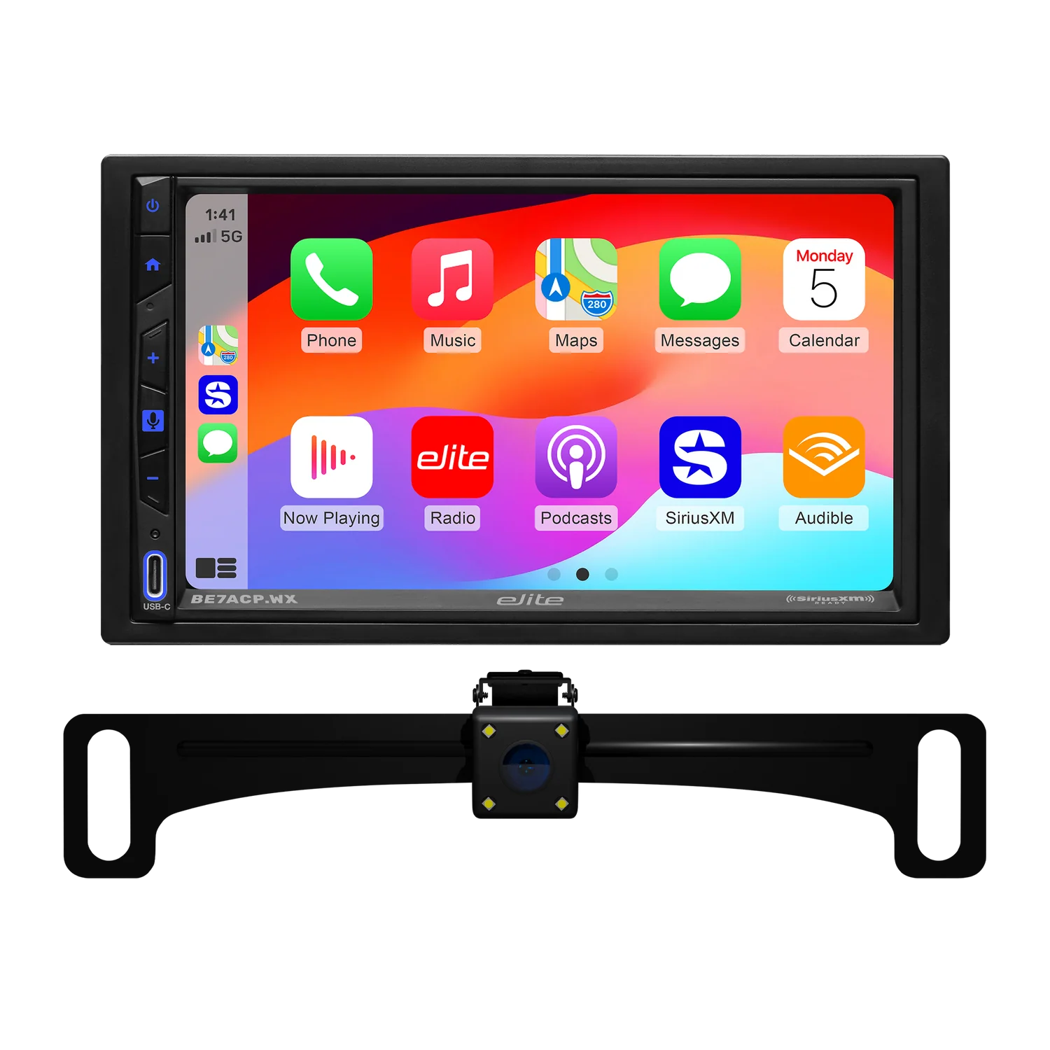 Boss Elite BE7ACP.WXC 7" Double DIN Touchscreen Digital Multimedia Receiver w/ Bluetooth, Wireless Apple CarPlay, Android Auto, and Built-in SiriusXM Ready
