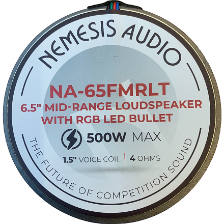 Nemesis Audio NA-65MFRLT 6.5" Midrange Loudspeaker With RGB LED Lights 250 Watts 4-Ohm (Single)