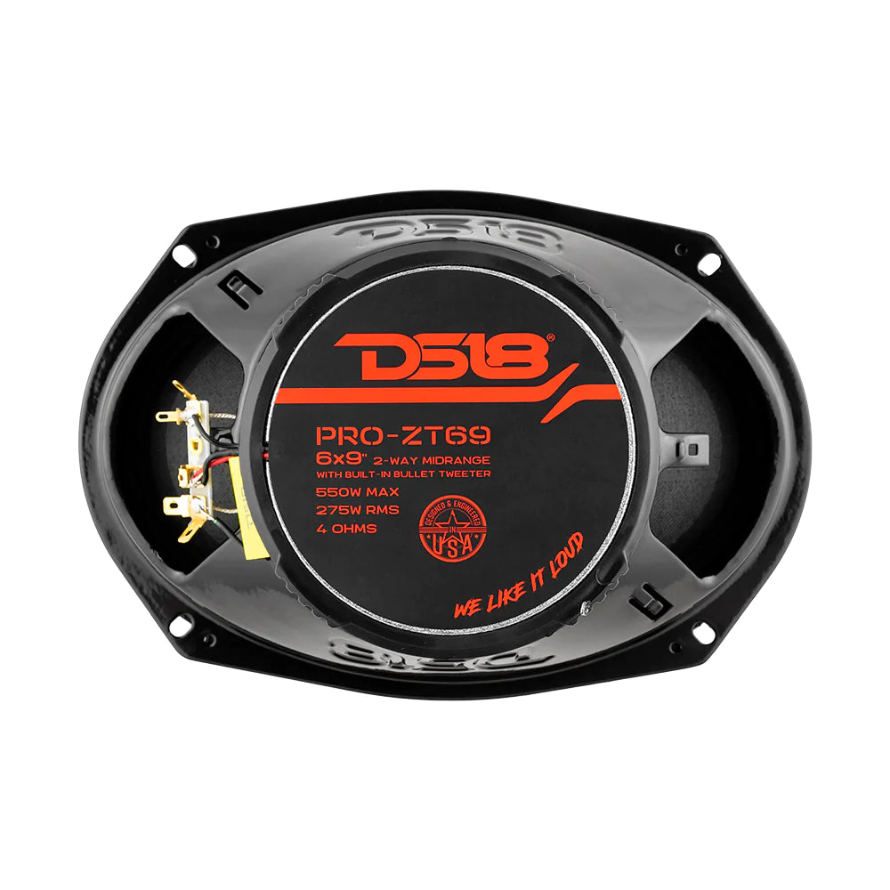 DS18 PRO-ZT69 6x9" Water Resistant Midrange Loudspeaker with Built-in Bullet Tweeter and Grill 550 Watts 4-Ohm (Single)