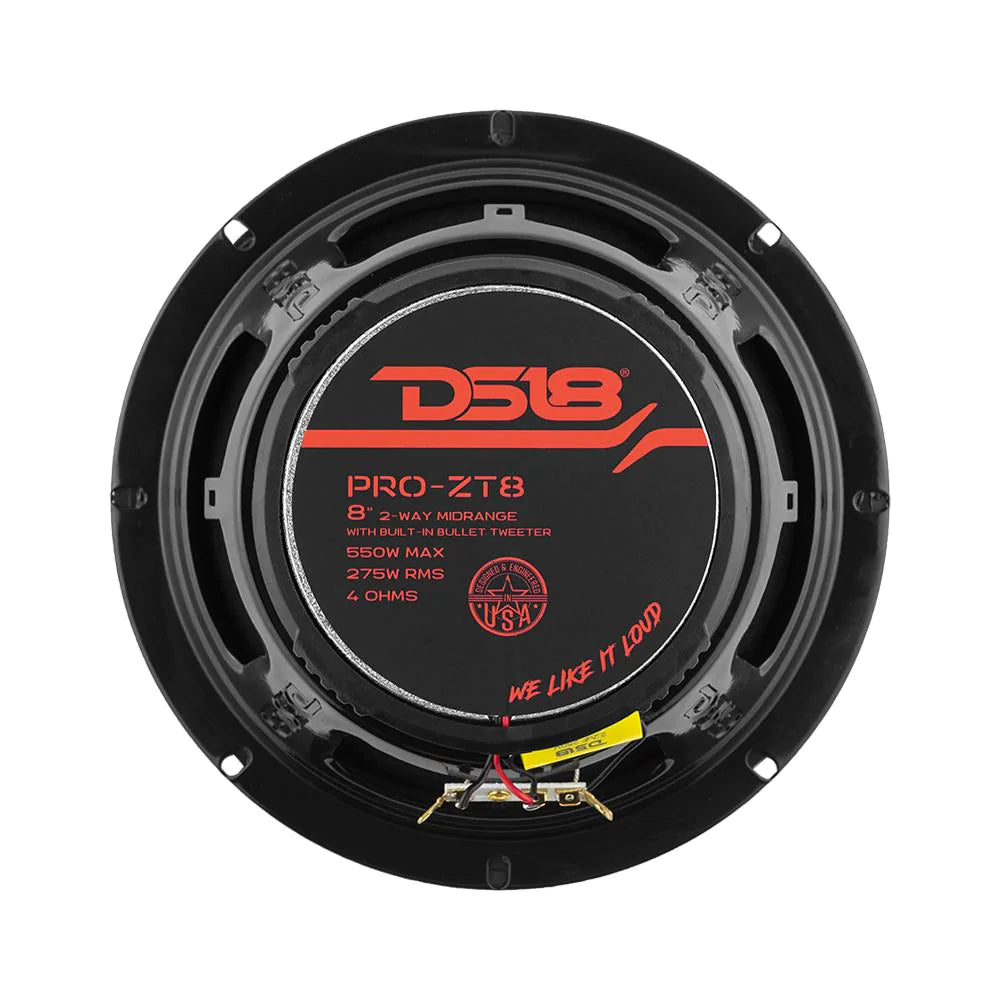 DS18 PRO-ZT8 8" Water Resistant Mid-Range Loudspeaker with Built-in Bu