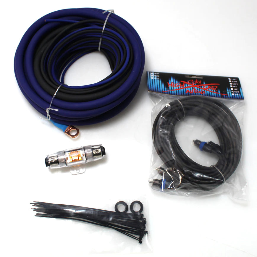 Sky High Car Audio 100% Copper OFC Amplifier Installation Kit 4GA Blue