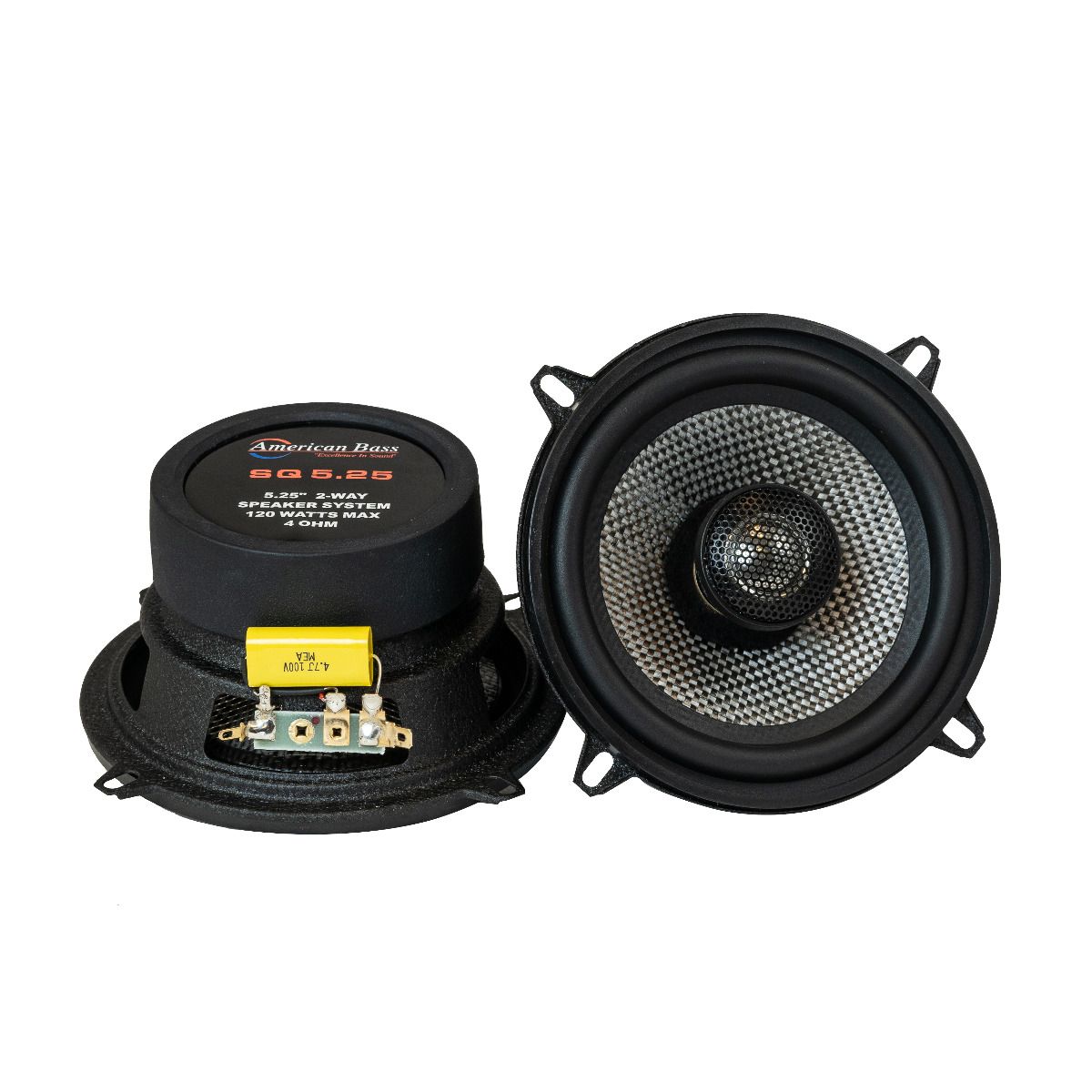 American Bass SQ5.25 5.25" 2-Way Coaxial Car Speakers 60 Watts 4-Ohm (Pair)