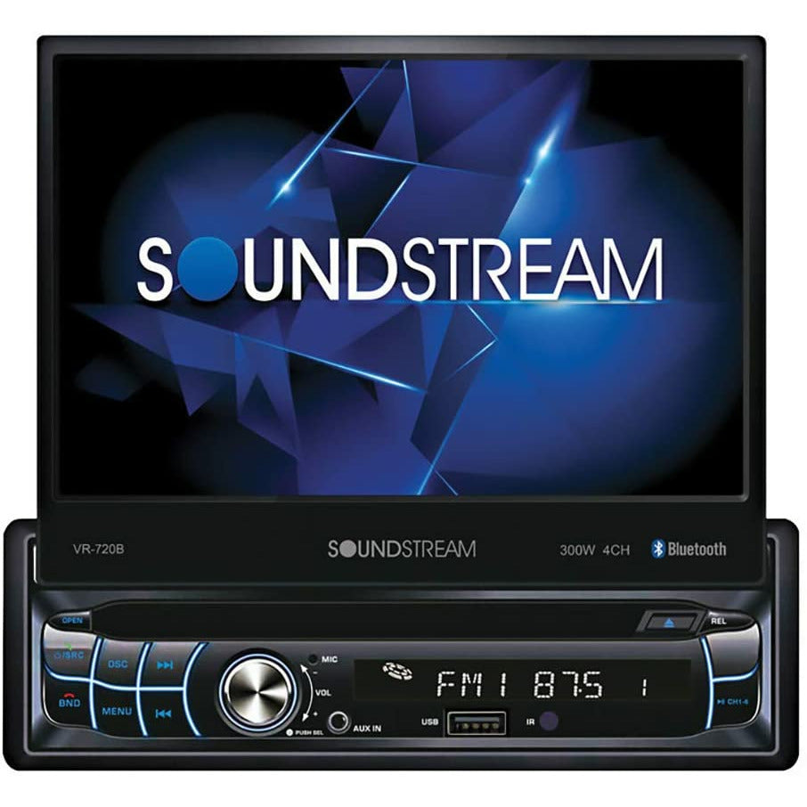 Soundstream VR-720B 7" Single-Din Motorized Flip Up Head Unit Digital 